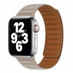 Wholesale Adjustable PU Leather Strap with Magnetic Closure System for Apple Watch Series Ultra/9/8/7/6/5/4/3/2/1/SE - 49MM/45MM/44MM/42MM (Beige)